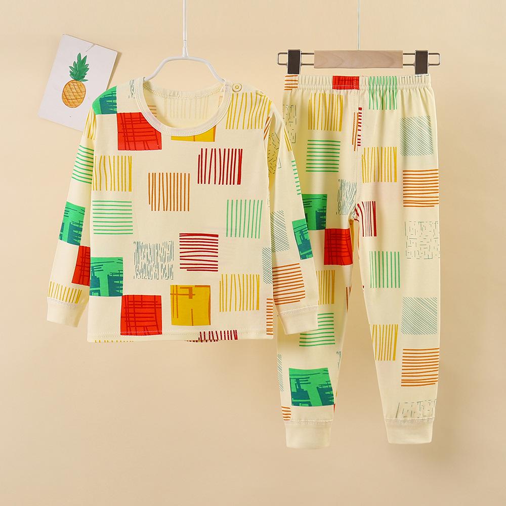Children's Pure Cotton Pajama Set: Boys' and Girls' Autumn Homewear with Trousers