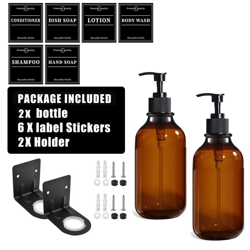 500ml Shampoo Conditioner Bodywash DIspenser Bottle Wall Mounted Bathroom Farmhouse Decor Soap Bottle with Sticker