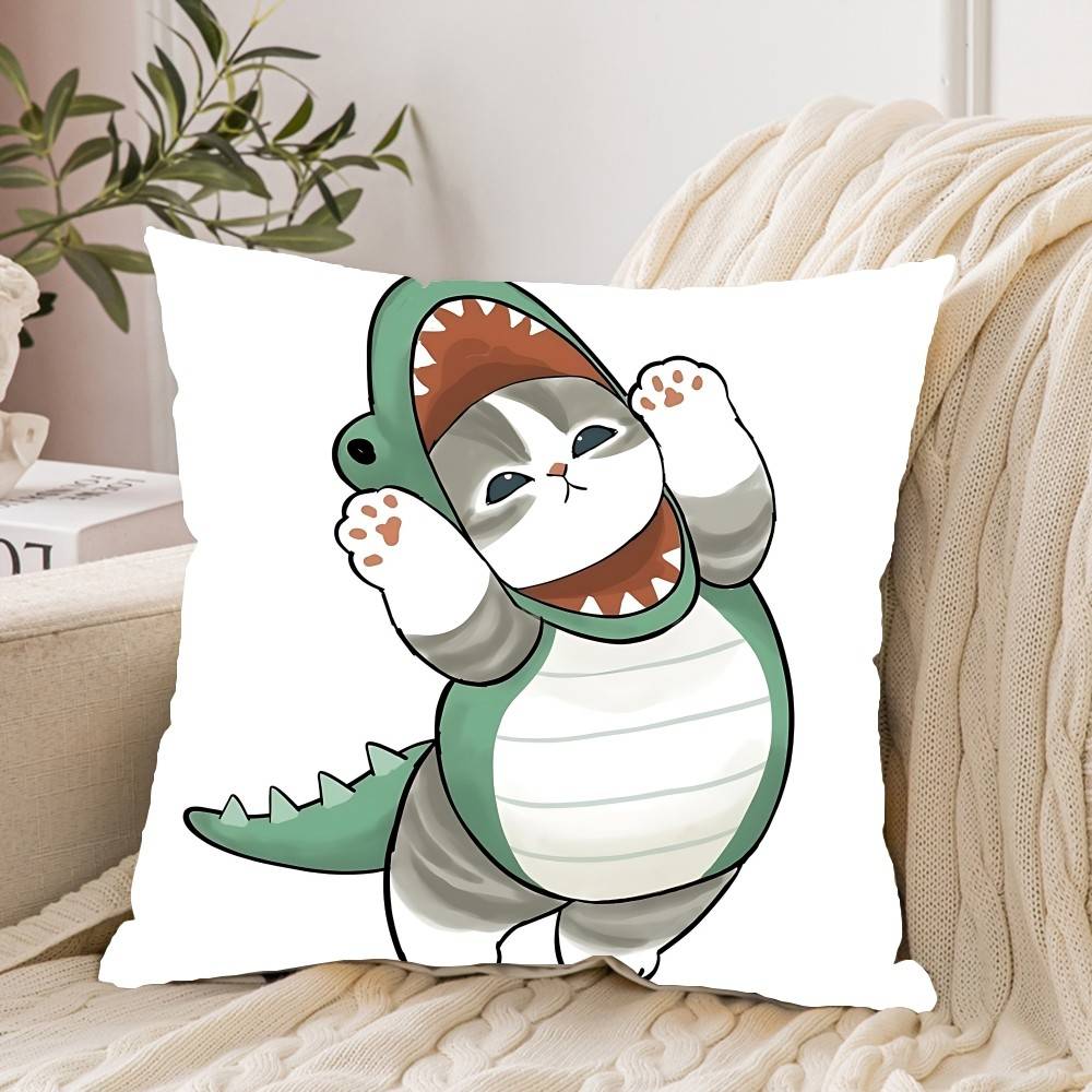 Hand Drawn Cute Cat Pillow Case Pattern Printed Pillowcase For Living Room Sofa Cushion Cover Bedroom Decor
