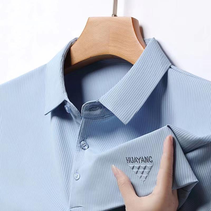 Sommer Weiche Eis Seide Atmungsaktiv Kurzarm T-Shirt Herren Revers Neue Marke Stickerei Mode Business Casual POLO-Shirt