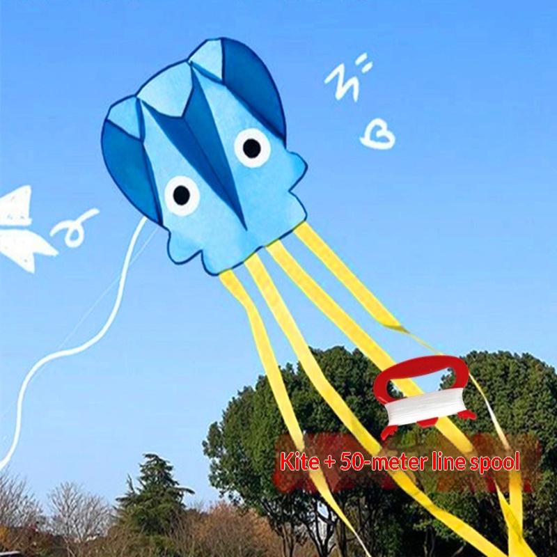 1 Set 3 Meter Soft Octopus Kite Kids Inflatable Outdoor Play Toy With String Line Kite Design For Children Entertainment