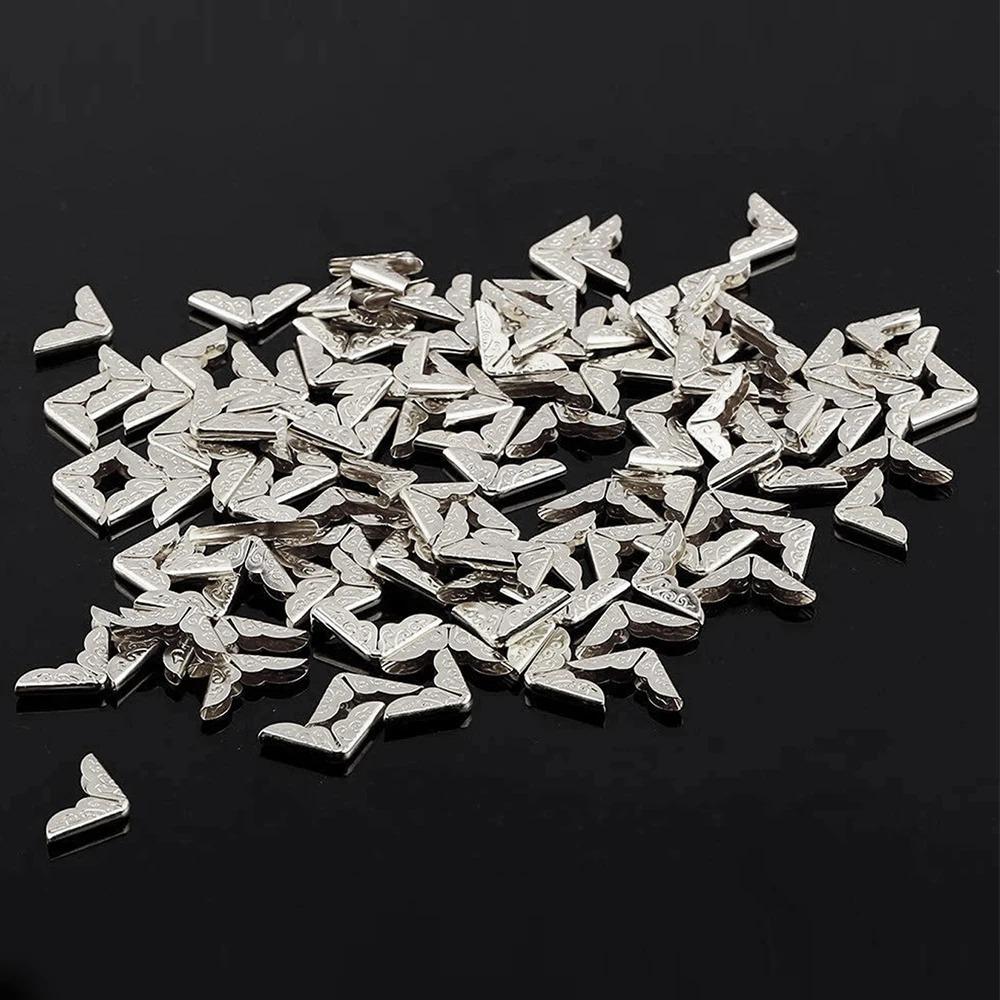 50Pcs Metal Book Corner Protector Vintage Scrapbook Photo Album Notebook Menus Folder Protecting Golden Silver Bronze 50Pcs Meta