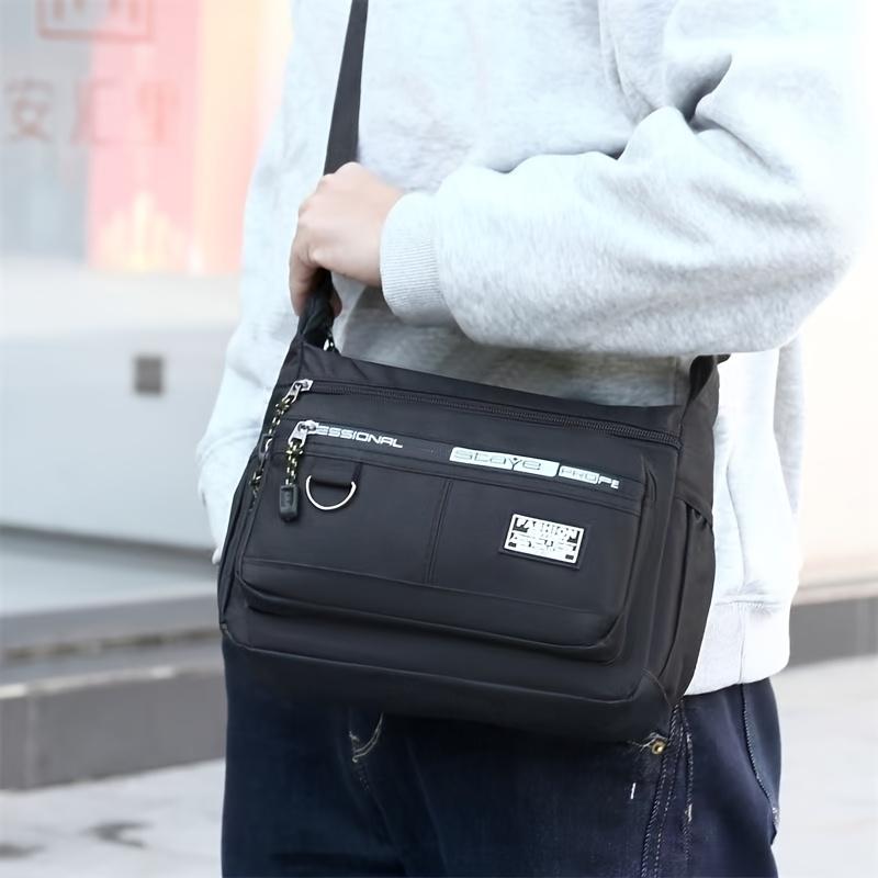 Nylon Herren Brusttasche mit großer Kapazität und mehreren Schichten - Sportliche Umhängetasche mit mehreren Fächern und Seitentasche, für Reisen und Outdoor-Aktivitäten