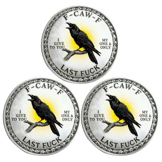 Yousheng F-CAW-F Coin 2 Inch Metal Keepsake Coin Raven Token of Freedom And Humor Collectible Attitude Coin for Letting Go And Moving on