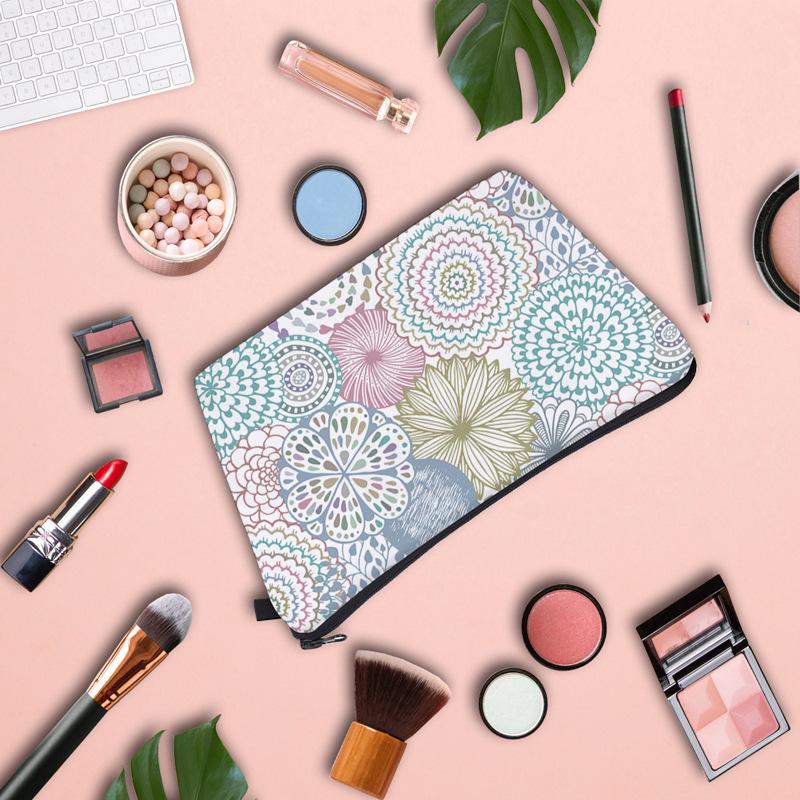 Women Geometric Print Cosmetic Bag Toiletries Organize Travel Storage Case
