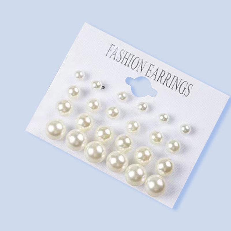 Versatile Round Pearl Earrings, High-End Earrings, Simple Stud Earrings, Twelve Pairs Of Women'S Fashion Stud Earrings