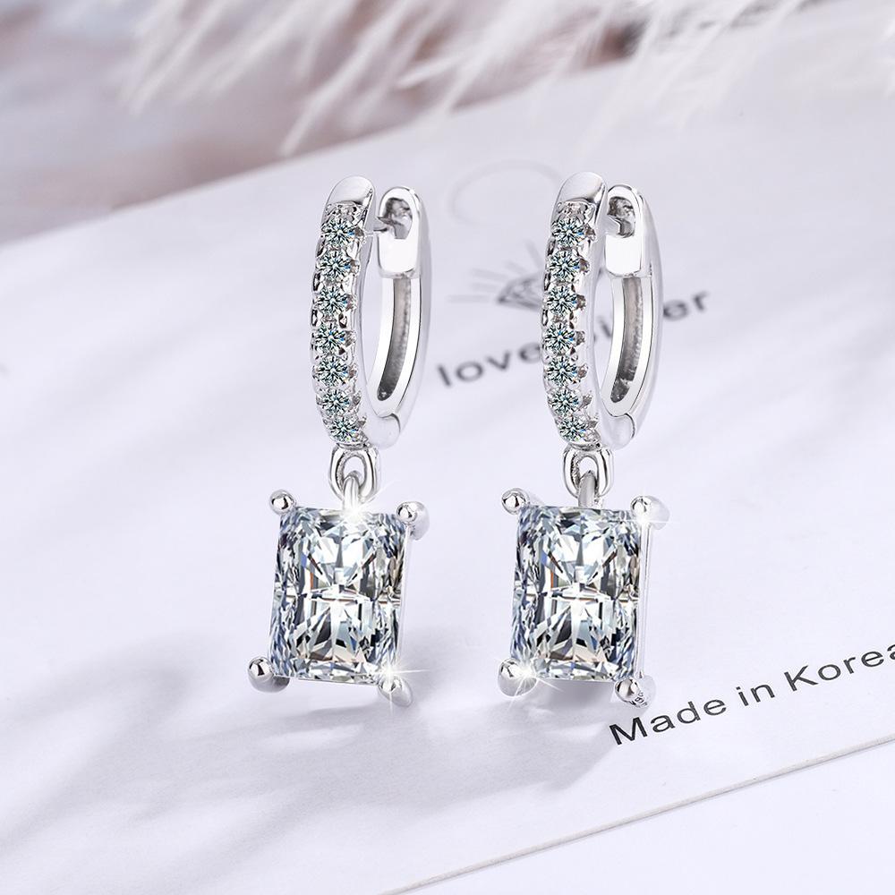 925 Sterling Silver Shining AAA Zircon Flower Earrings for Women's Temperament Banquet Jewelry Anniversary GiftGood product