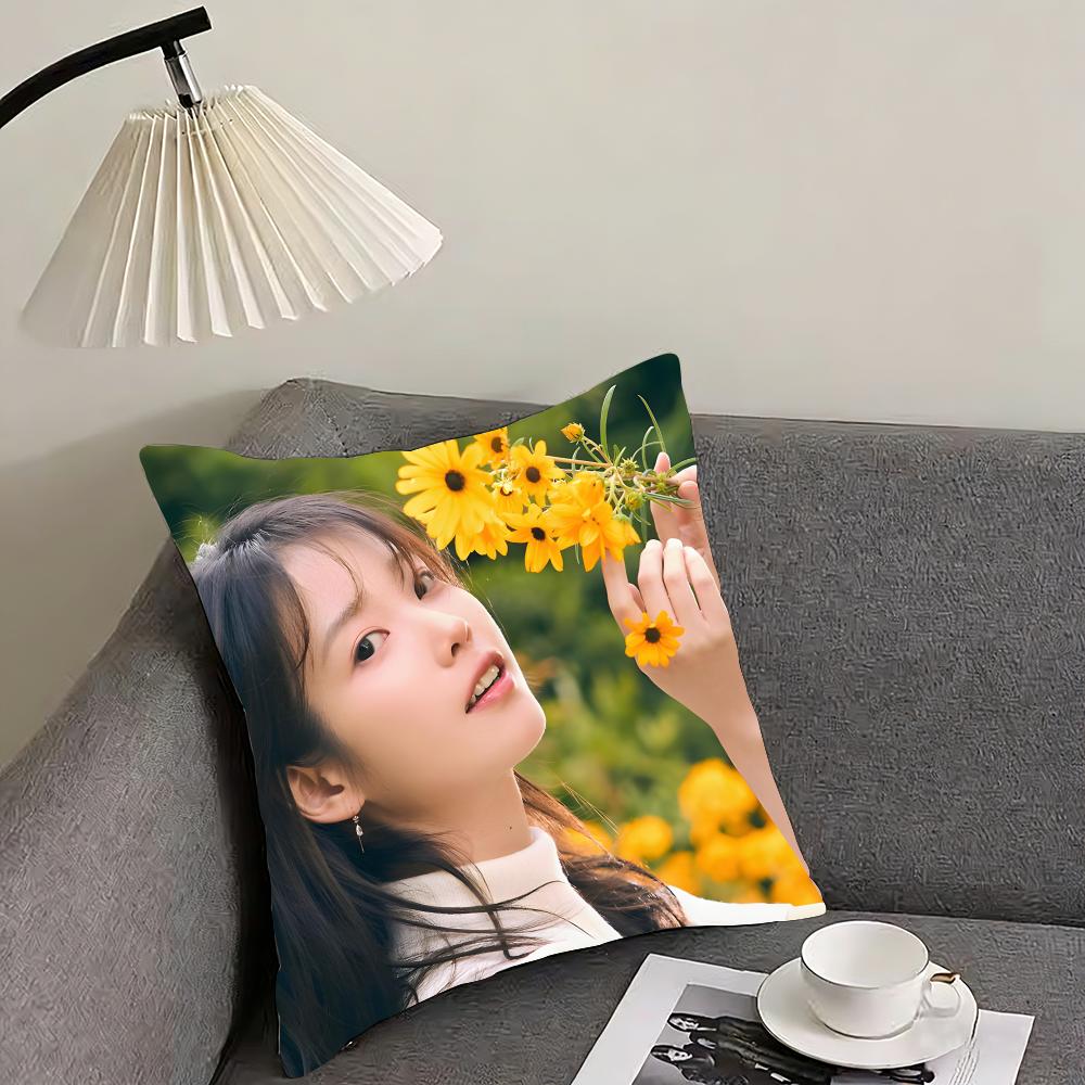 LLee Ji Eun IIU Singer Cushion Cover Pillowcase Ultra Soft Skin Friendly Fabric Cloud Like Comfort Concealed Zipper