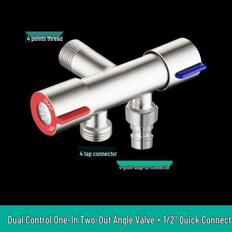Robinet Trois Voies Multifonctionnel en Acier Inoxydable pour Machine à Laver, Bac à Vadrouille de Balcon et Contrôle de Toilette