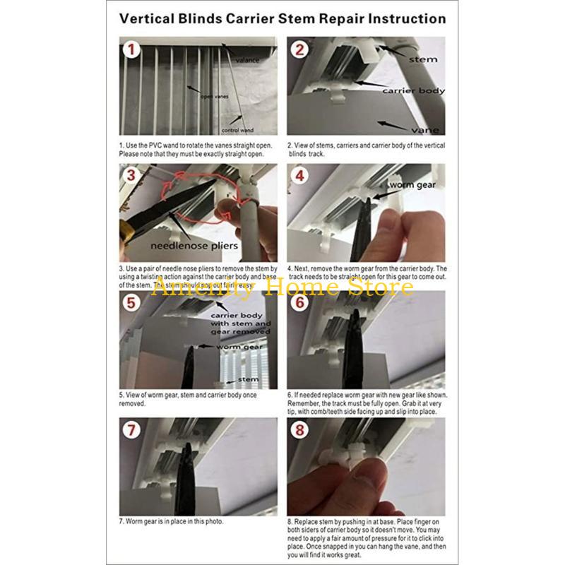 F26C 10Pcs Vertical Blind Repair Stem White Clip for Window Adjustments