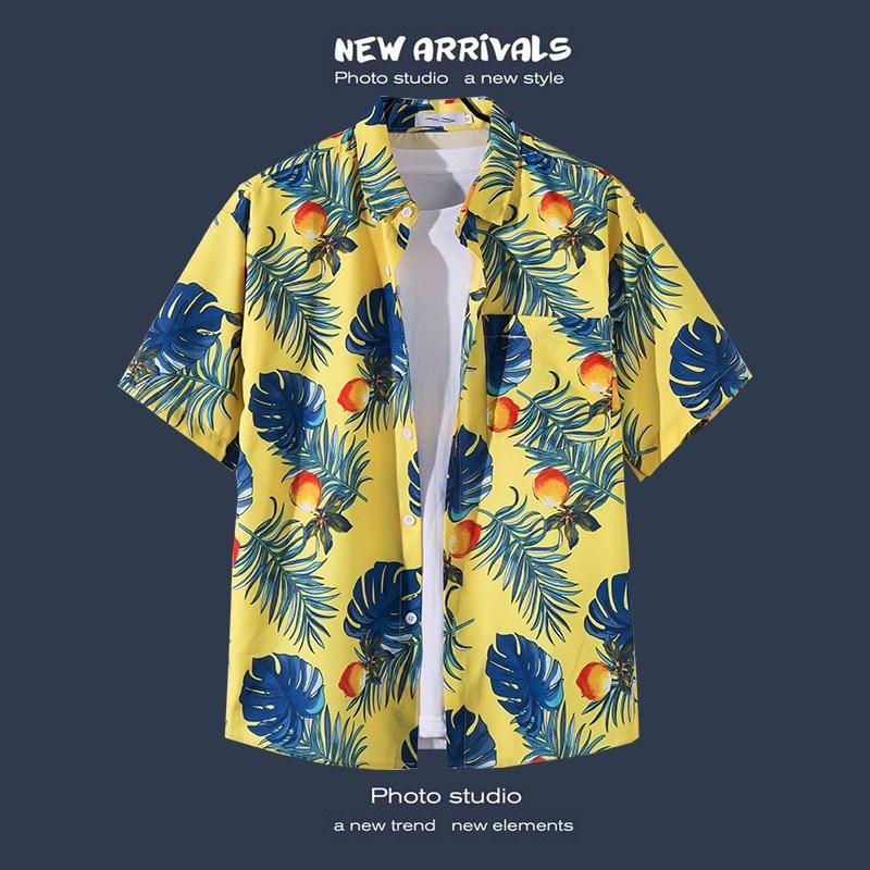 Men's Shirt Summer Hawaiian Shirt Casual Shirt Beach Shirt Short Sleeve Flower Plants Lapel Hawaiian Holiday Clothing
