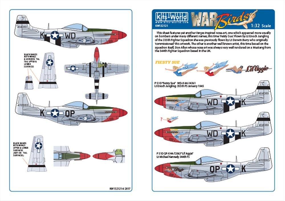 

KW132121 Декаль Mustang армии США 1/32 WW.II P-51D Fiesty Sue / Lil Aggie