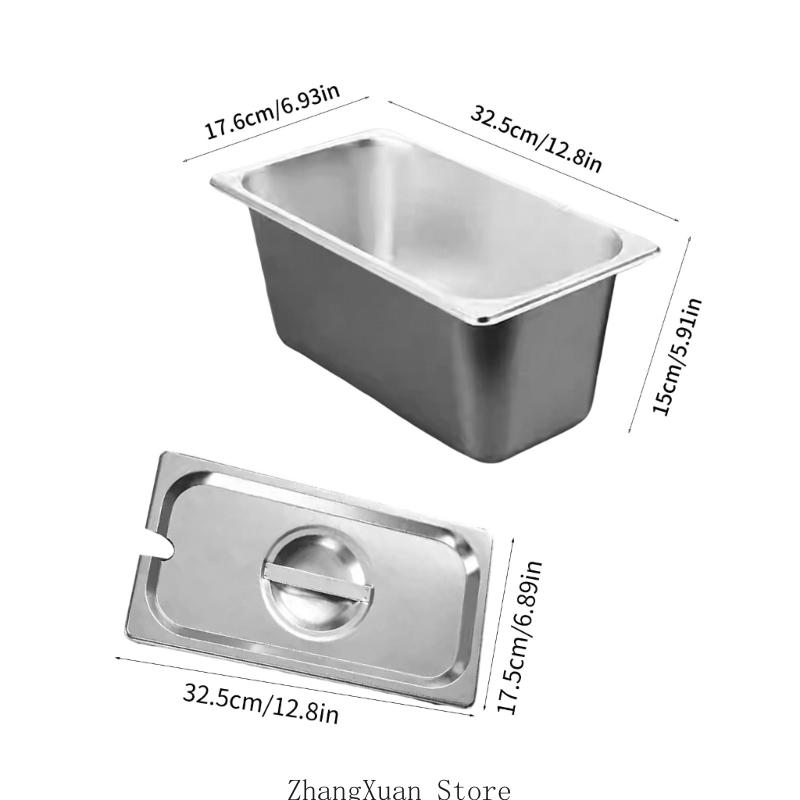 3XUF Stainless Steel 1/3 Size Pan Restaurant Equipment with Lid Design Container