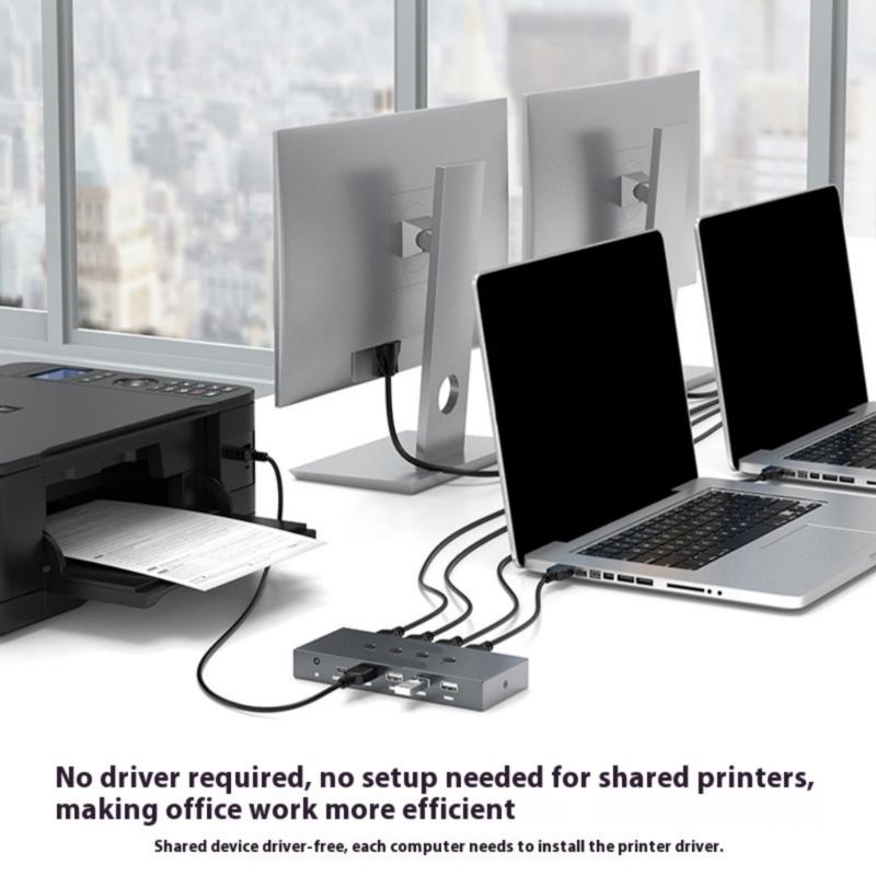 USB2.0 Switcher Selector 4 Computers Sharing 4 USB Devices Switcher Hub Adapter for Keyboard Mouse Printer Scanner