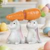 2Pcs Holding Carrot Rabbit Figurine Hand-Painted Carrying Radish Bunny Statue Resin Sculpture Easter Holiday Party Decoration Ornament