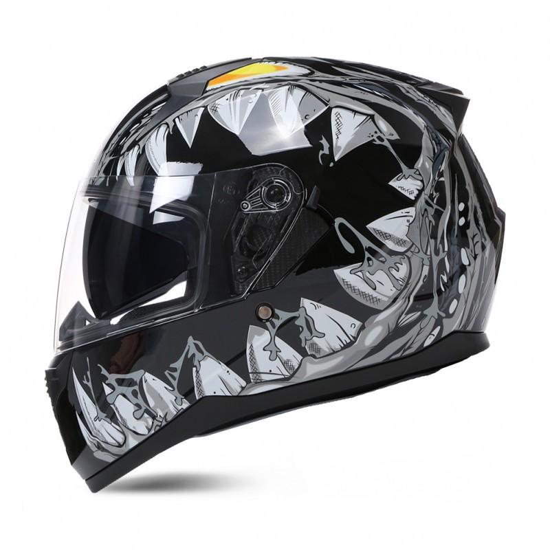 BLD Motorcycle Full Helmet Dual Lenses Bluetooth Racing Cycling All Seasons Universal Men Women L(59-60)