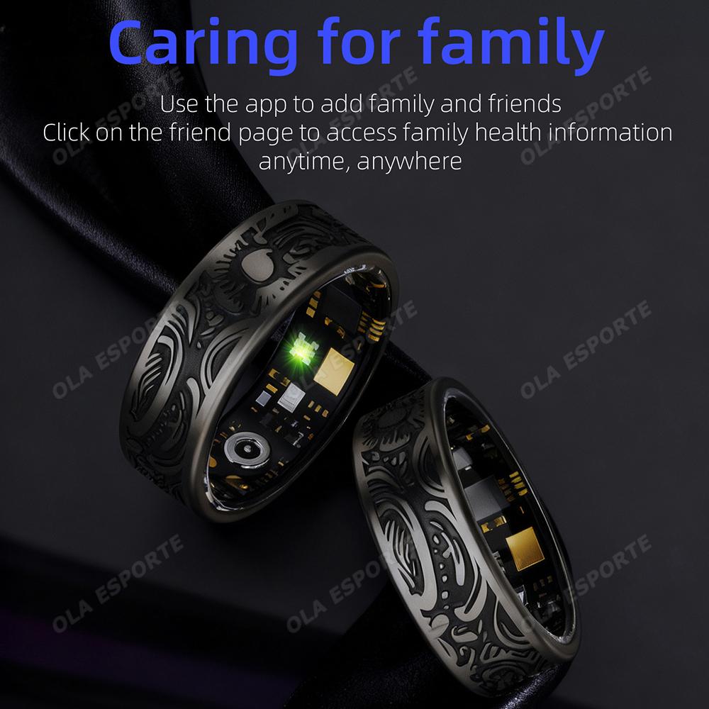Smart Ring Heart Rate Blood Pressure Blood Oxygen Sleep Monitoring Step Counting Activity Tracking Family Friends Sharing Ring