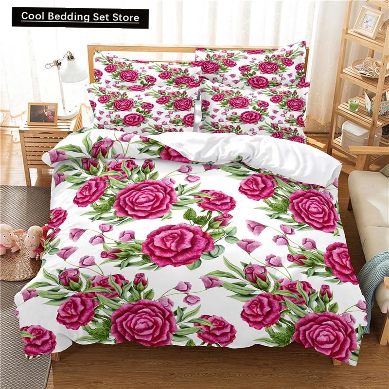 Elegant Flowers Bedding Set Duvet Cover Set 3d Bedding Digital Printing Queen Size Polyester Bedding Set Fashion Design Colorful