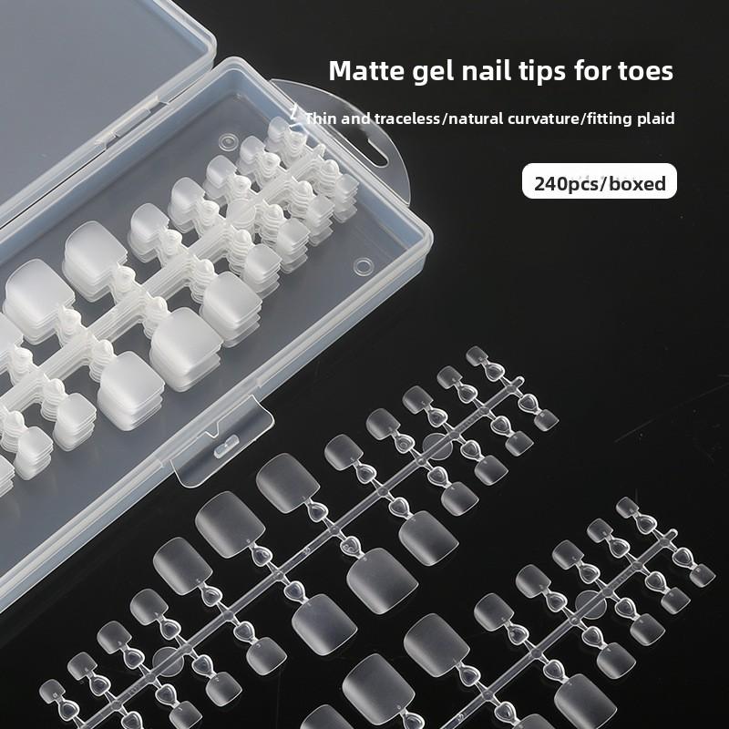 240Pcs Fake Toe Nail tips foot nail pieces non-marking matte false toe nails, fake nails, full toenails sticker