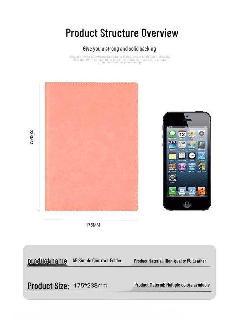 Business Data Archive: A5 Contract & A4 Conference Leather Folder with Multifunction Manager Clip Pad.