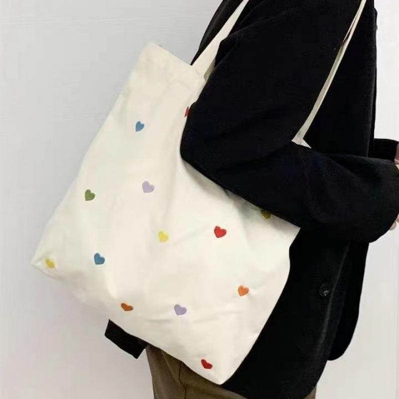 

Japanese Style Summer Heart Canvas Shoulder Tote for Students