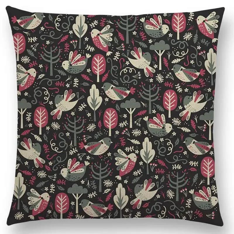 Niedliche kleine Tiere Blumenmuster Sofa Überwurf Kissenbezug Lieblicher Vogel Igel Reh Schwan Hase Kissenbezug