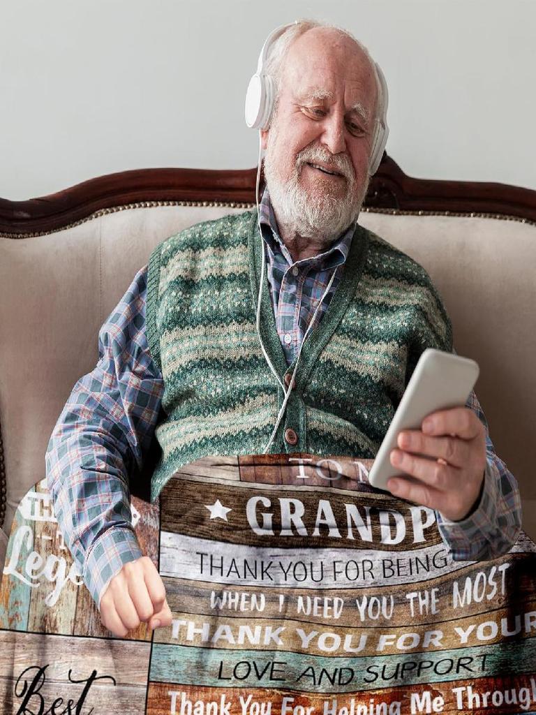 Vervehub Dad Grandpa Throw Blanket X Perfect Gifts for Fathers Day Birthday Retirement from Grandkids