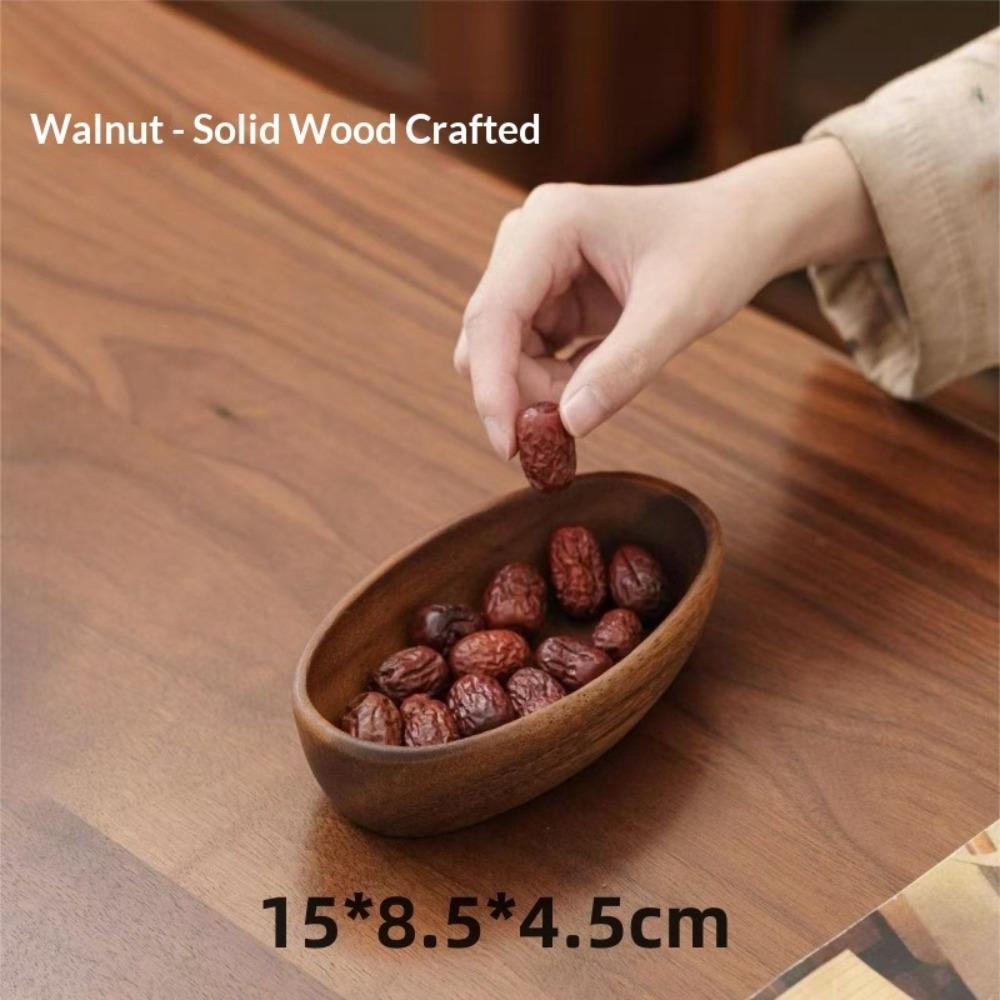 South American Walnut Melon Seeds Plate Japanese Solid Wood Snacks Fruit Dessert Tray Creative Acacia Wood Dessert Plate