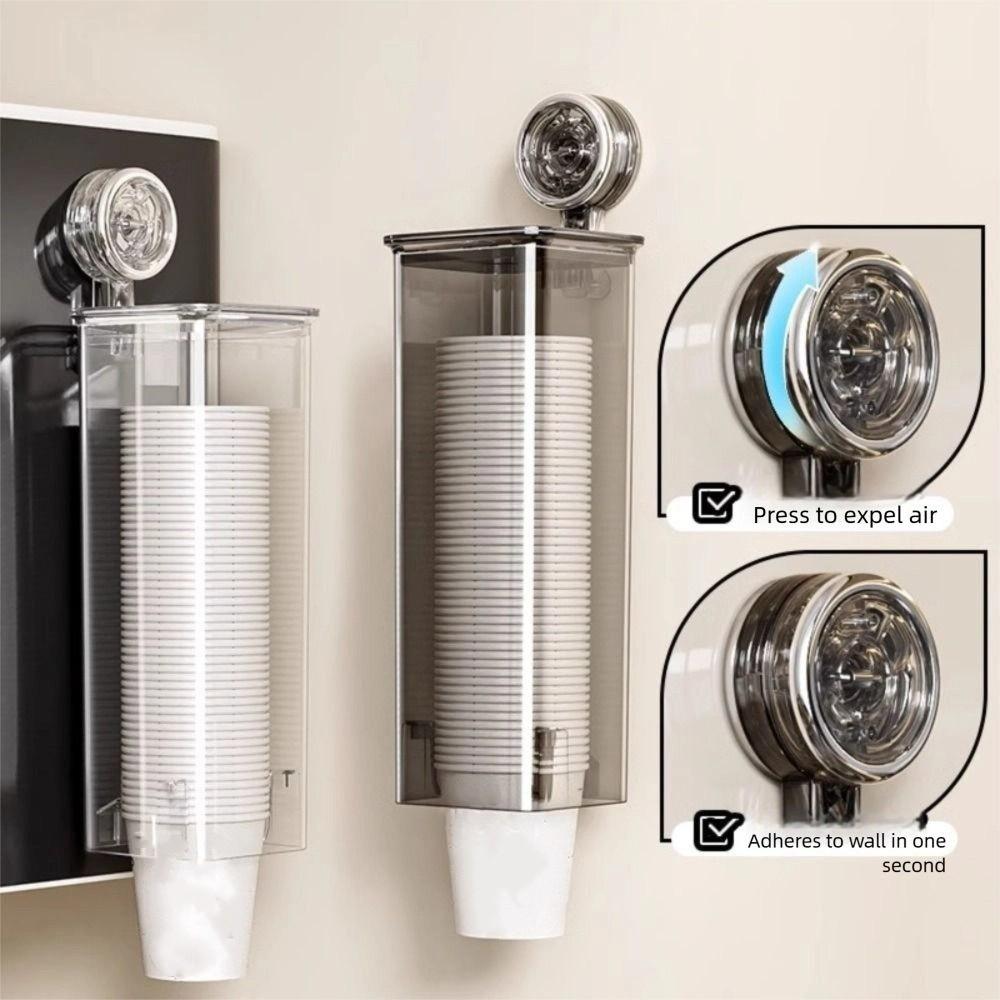 Clear Design Disposable Cup Dispenser Suction Cup Cup Picker Paper Cup Storage Rack  for Kitchen