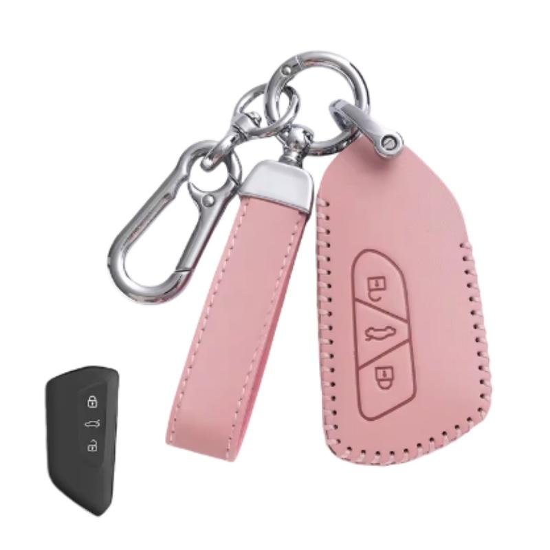 Fashion Leather Car Key Case Cover Shell Fob For Volkswagen VW Golf 8 MK8 ID-4 ID-6 For Skoda Octavia A8 For Seat Leon FR MK4 Cupra