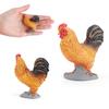 Cross-border Farmyard Decorative Chicken Figurines: Rooster, Hen, and Chicks Pecking in Courtyard with Woman, Rice, and Flower Bed