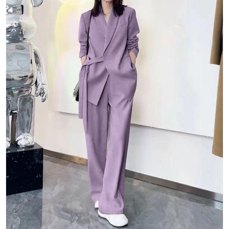 Dámské jarní a podzimní ležérní sako, odpovídající sada, korejské elegantní volné saka, široké kalhoty, dvoudílné dámské oblečení