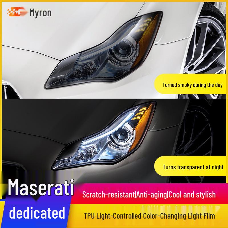 Smoked Black Headlight Film for Maserati Ghibli Levante – TPU Protective Sticker Modification