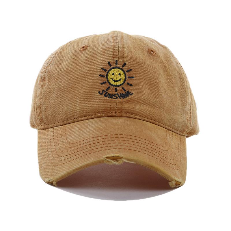 Nouvelle casquette de baseball lavée de haute qualité, petite broderie soleil, pour hommes et femmes, célébrité Internet, mode décontractée polyvalente