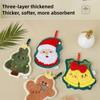 3 Layer Toilet Handkerchief Water-absorbing Washcloth Cute Bathroom Kerchief  for Christmas