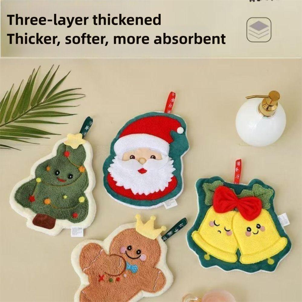 3 Layer Toilet Handkerchief Water-absorbing Washcloth Cute Bathroom Kerchief for Christmas