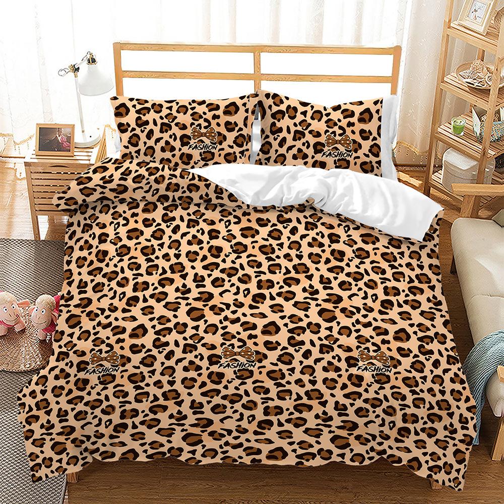 Three-Piece Animal Texture Cowhide Quilt Cover Digital Printing Kit Bedding
