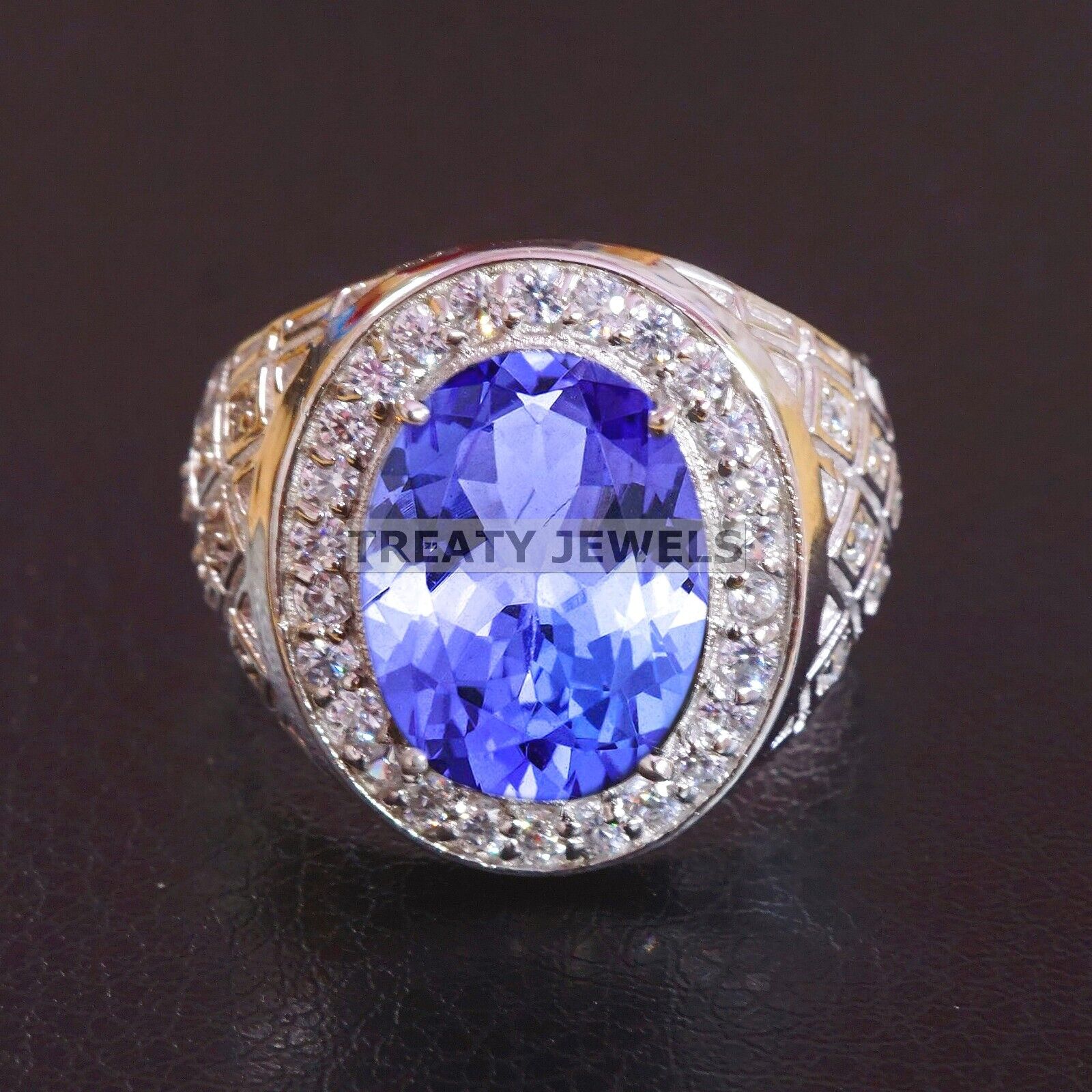 

Tanzanite Oval Cut Gemstone With 925 Sterling Silver Ring For Men s #B643 JL375686555133 4-16 US срібний