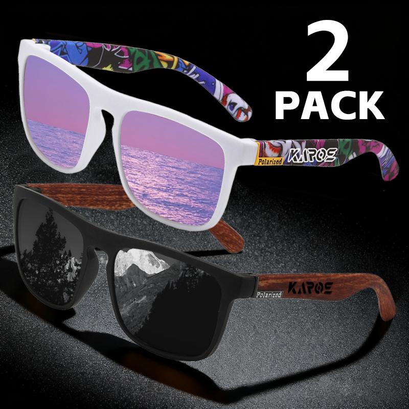

KAROS 2PCS Sun Glasses Men/Women Square Mirror Design Luxury UV400 SunShade Unisex Fishing Driving Cycling Hiking