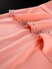 Elegant Plus Size Pink Rhinestone Dress with Ruffle Sleeves and Waist-Cinched Skirt for Formal Events