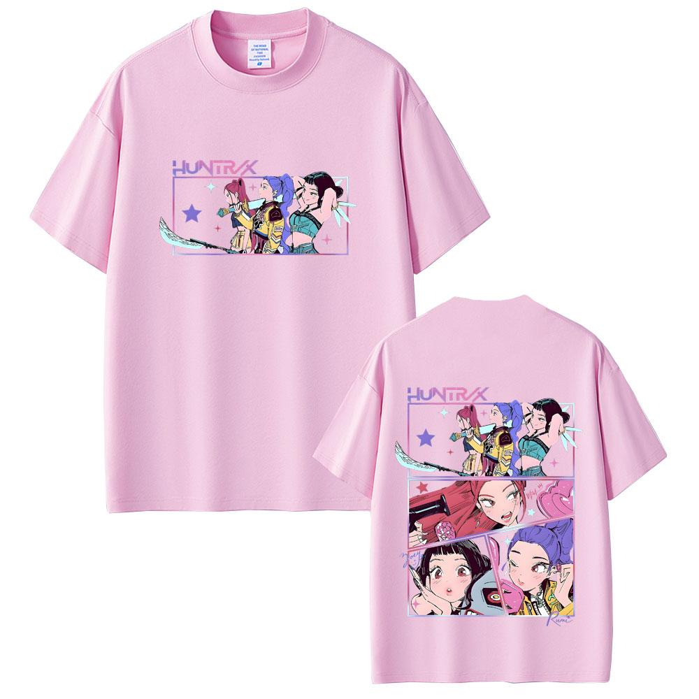 Devil Hunter Double-sided Printed T-shirt for Men and Women Cartoon Casual Oversized Short Sleeved T-shirt Fan Gift