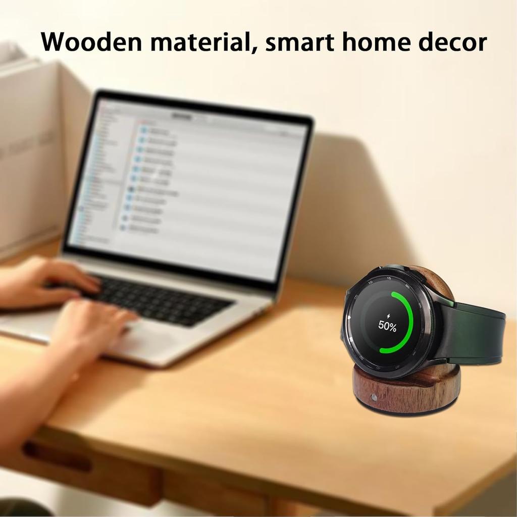 Magnetic Watch Charger Stand for Samsung Watch, Wood Galaxy Watch Charging Dock Fast Charging,Portable Wireless Charging Station for Samsung Galaxy