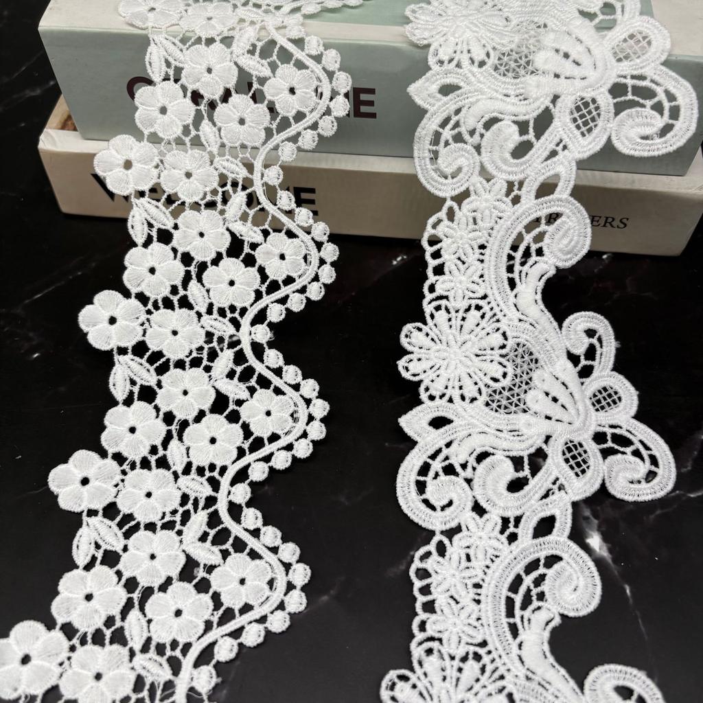Water-Soluble Lace Milk Silk Embroidery Lace, Wavy Big Flower Barcode, Dress Women'S Accessories