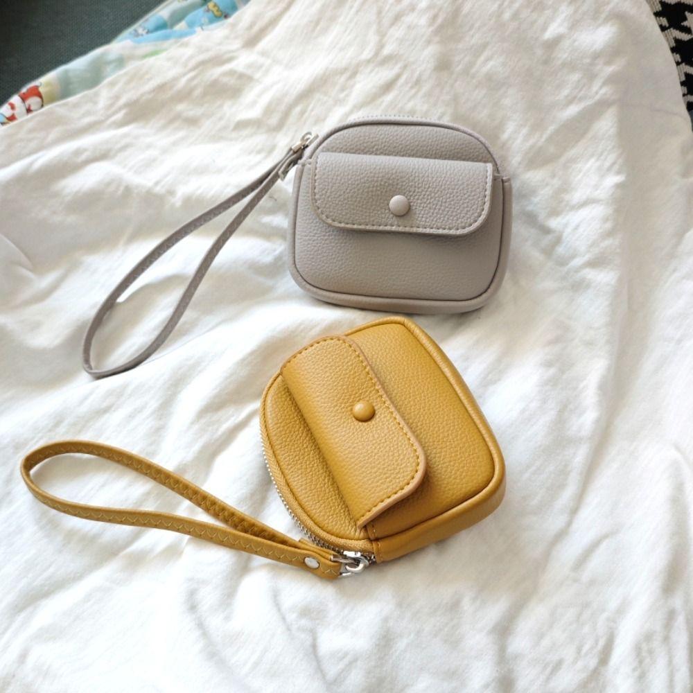 Solid Color Short Wallet Korean Style PU Coin Purse Fashion Wrist Bag  Women