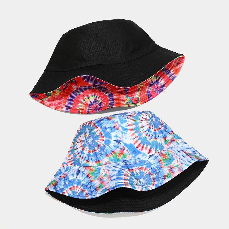 European and American spring new beach vacation leisure basin hat trendy men and women rainbow double-sided bucket hat sunscreen visor