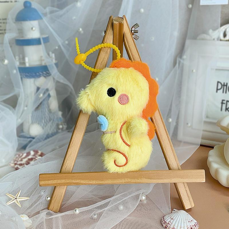 Fluffy Cute Ocean Animal Plush Keychain Stuffed Doll Pendant Keyring Portable Shoulder Bag Ornament for Teen Girls