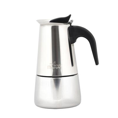 Any Morning Steel Moka Pot, 300 Ml, Induction Base, 6-Cup Espresso Maker, Stainless Steel