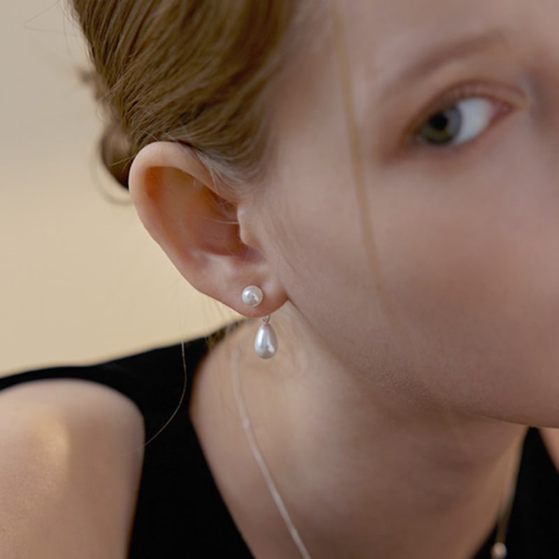 Lewe Teardrop pearl two-way earring