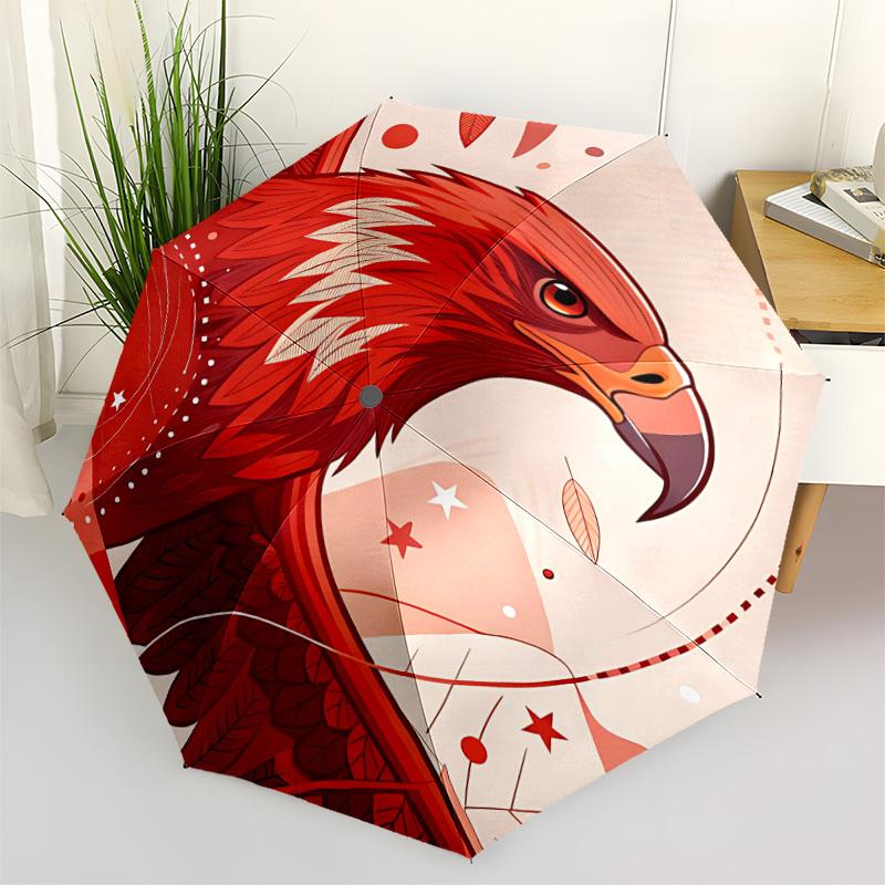 1pc Eagle Feather Fashionable Automatic Opening/Closing Folding Umbrella with 8 Bones, Windproof Portable, Daily Use161