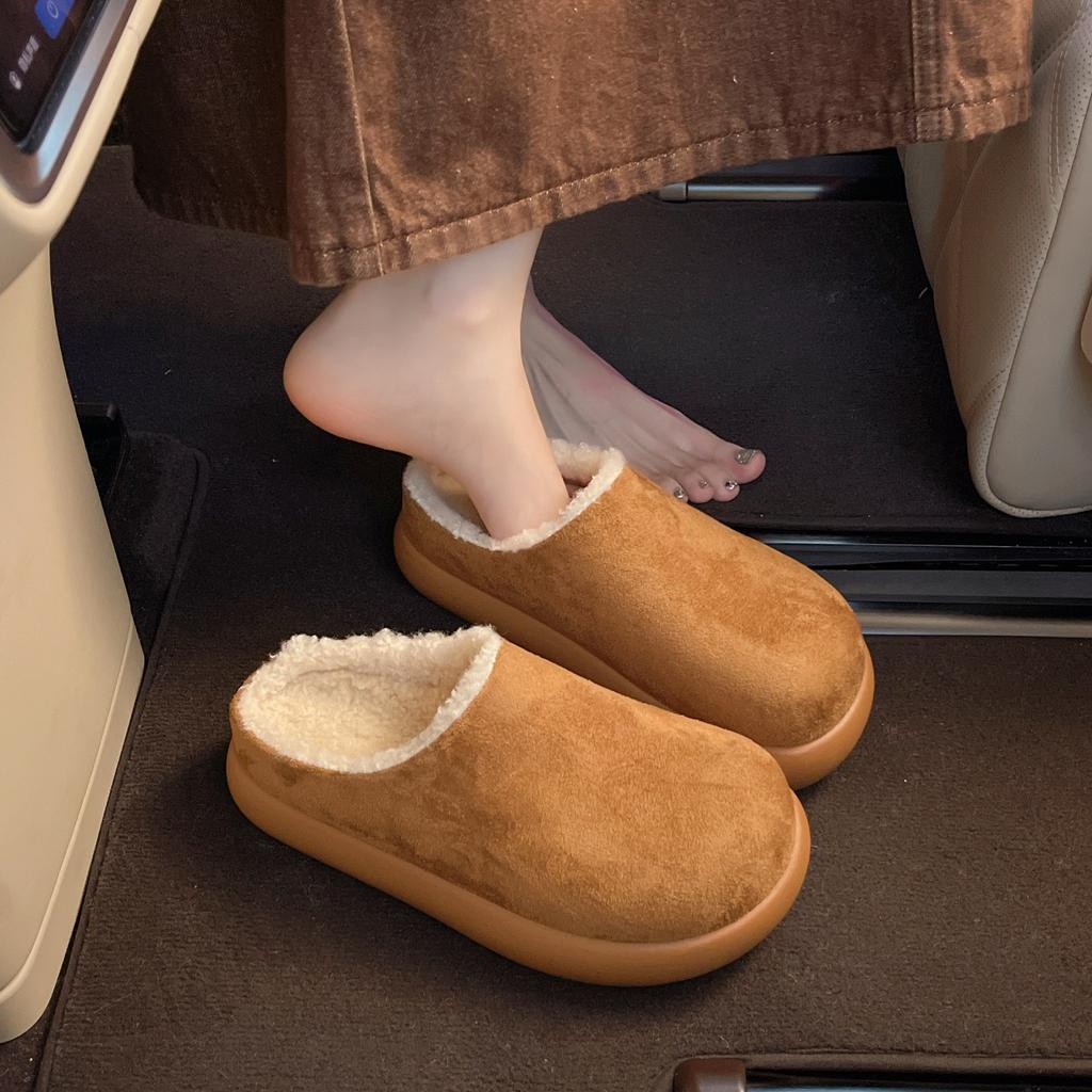 Little Potato Damen Neue Schneestiefel Warme Baumwollschuhe Ein Pedal Baotou Fleece-Schuhe